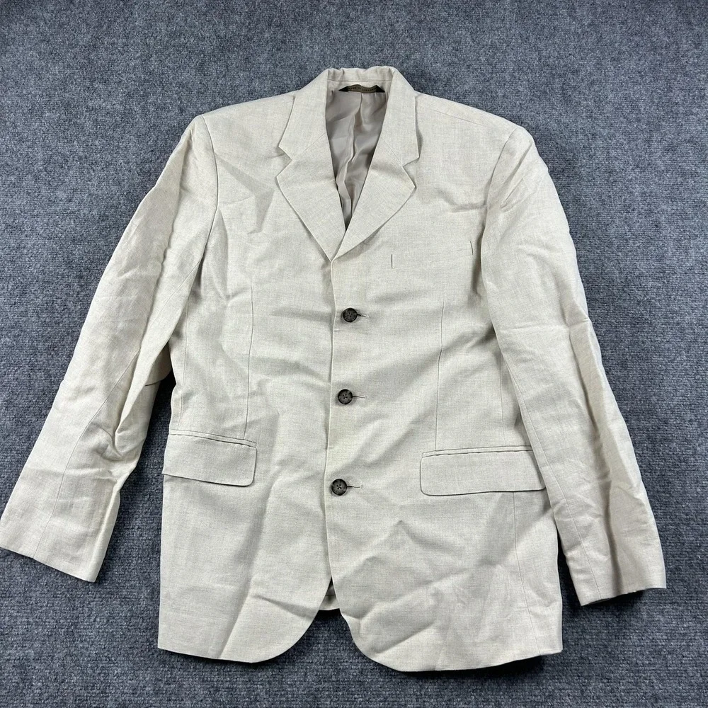 Banana Republic Blazer Mens 42R Beige Linen Cotton 3 Button‎ Sport Coat Summer